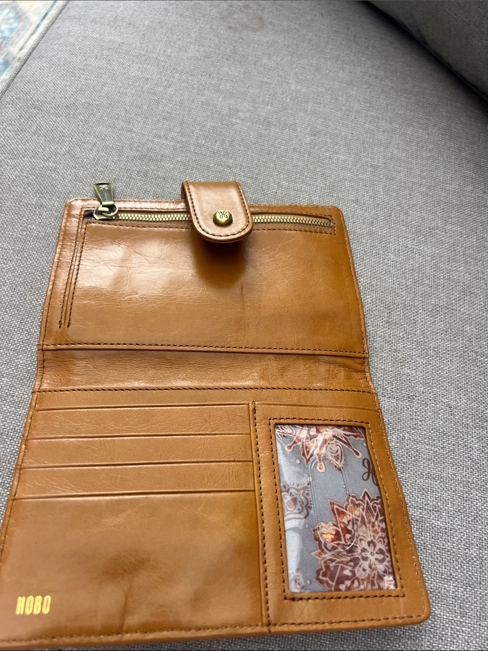 HOBO Cognac Leather Snap Wallet - Picture 6 of 7
